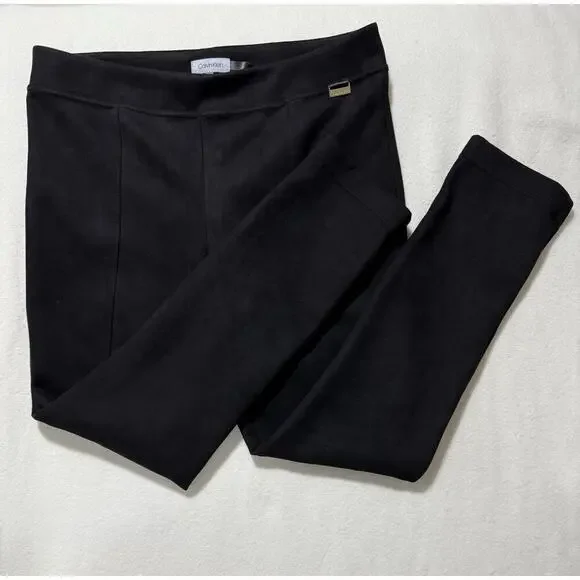 Calvin Klein Women's Black Pant size large Pull-On Faux Suede Slim Fit Stretch! - Picture 4 of 8